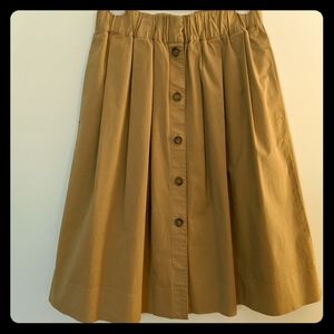 J. Crew Brown Pleated Skirt w/ Pockets